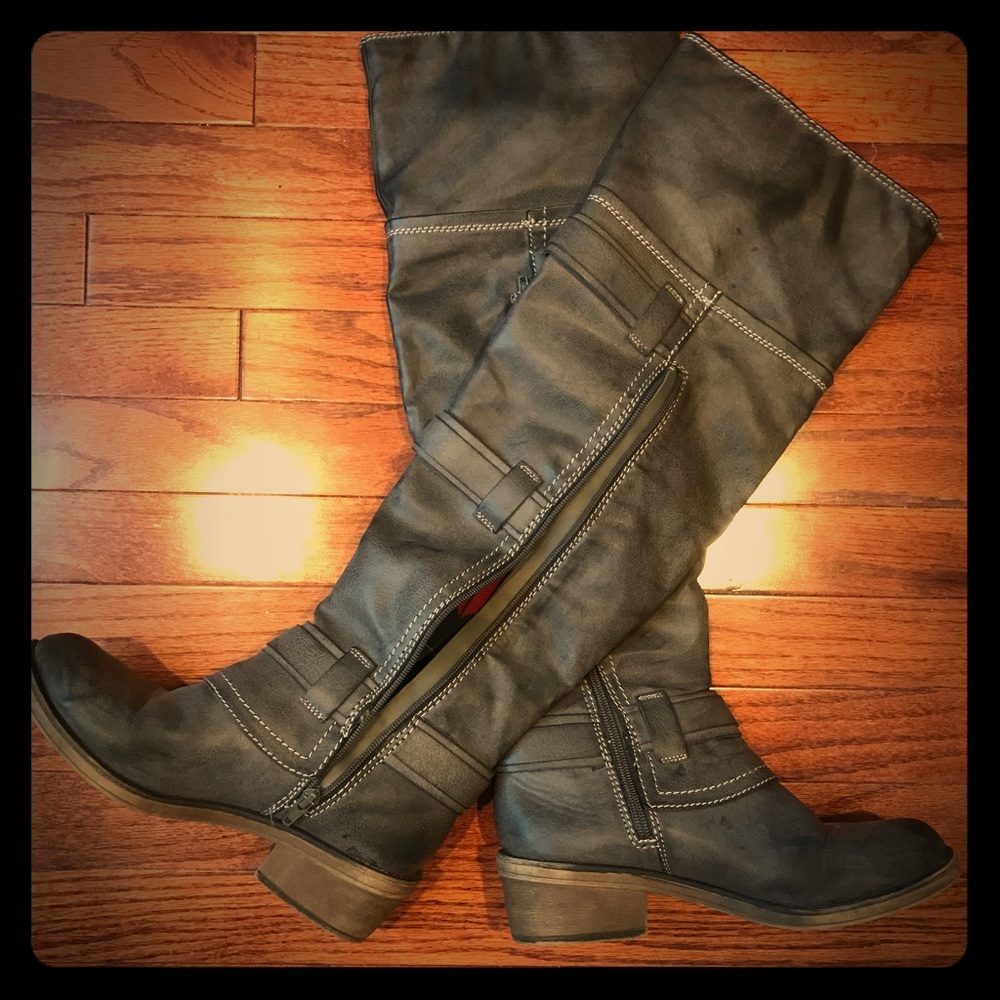 Gray Over the knee boots